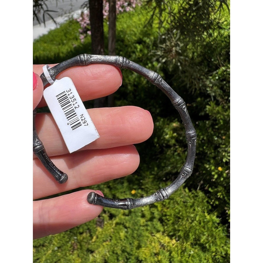 New John Hardy Blackened Silver Flexible Bamboo Bracelet